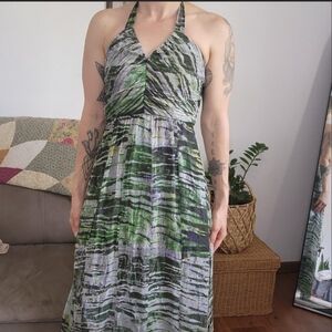 Matty M Silk Halter Maxi Dress Size Small